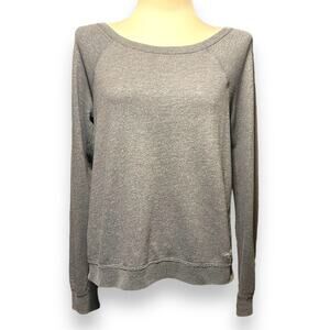 Hollister Wide Neck Sparkle Shimmer Long Sleeve Sweatshirt Gray Large